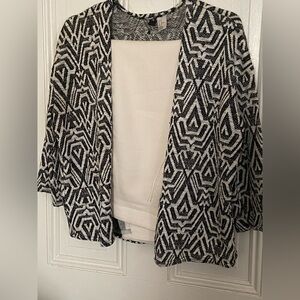 H&M Black and White Geometric Cardigan